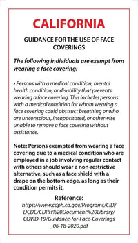 Thumbnail for Face Mask Covering Medical Exemption Card - Laminated Conners Clinic Equipment California - Conners Clinic