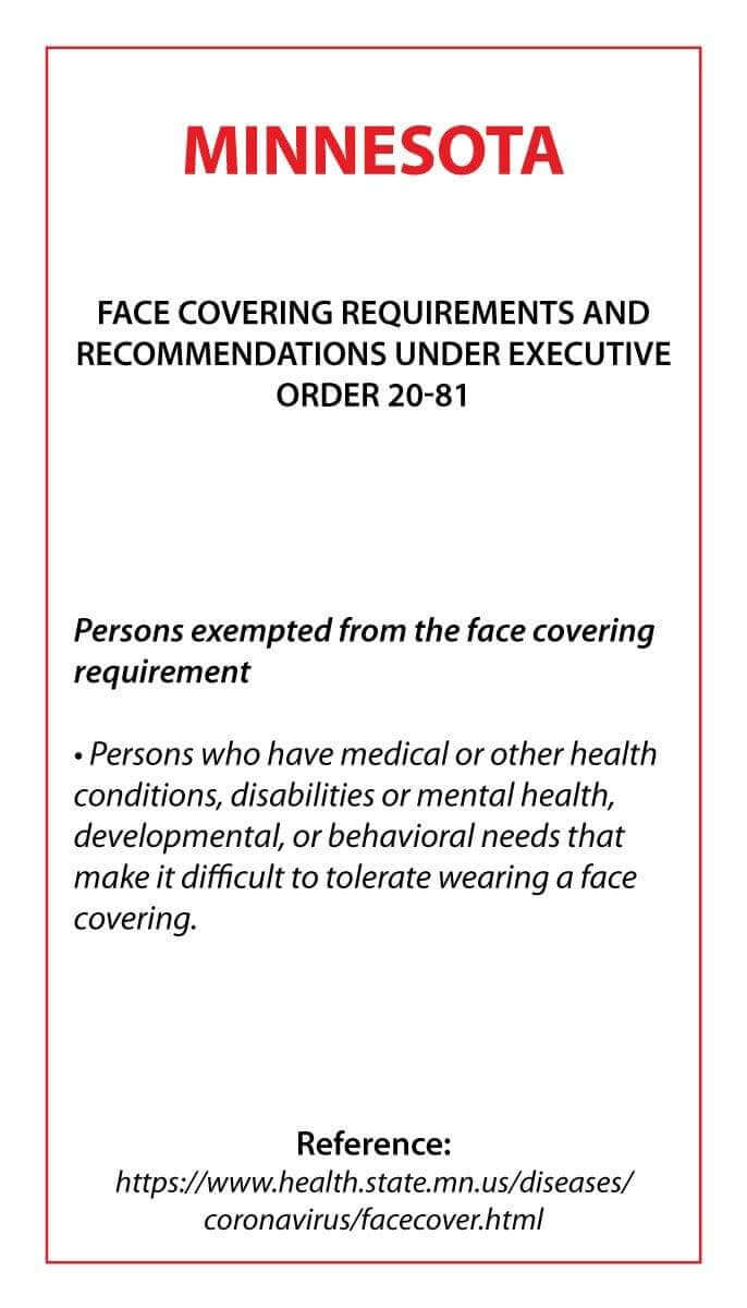 Face Mask Covering Medical Exemption Card - Laminated Conners Clinic Equipment Minnesota - Conners Clinic