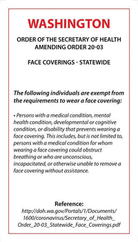 Thumbnail for Face Mask Covering Medical Exemption Card - Laminated Conners Clinic Equipment Washington - Conners Clinic