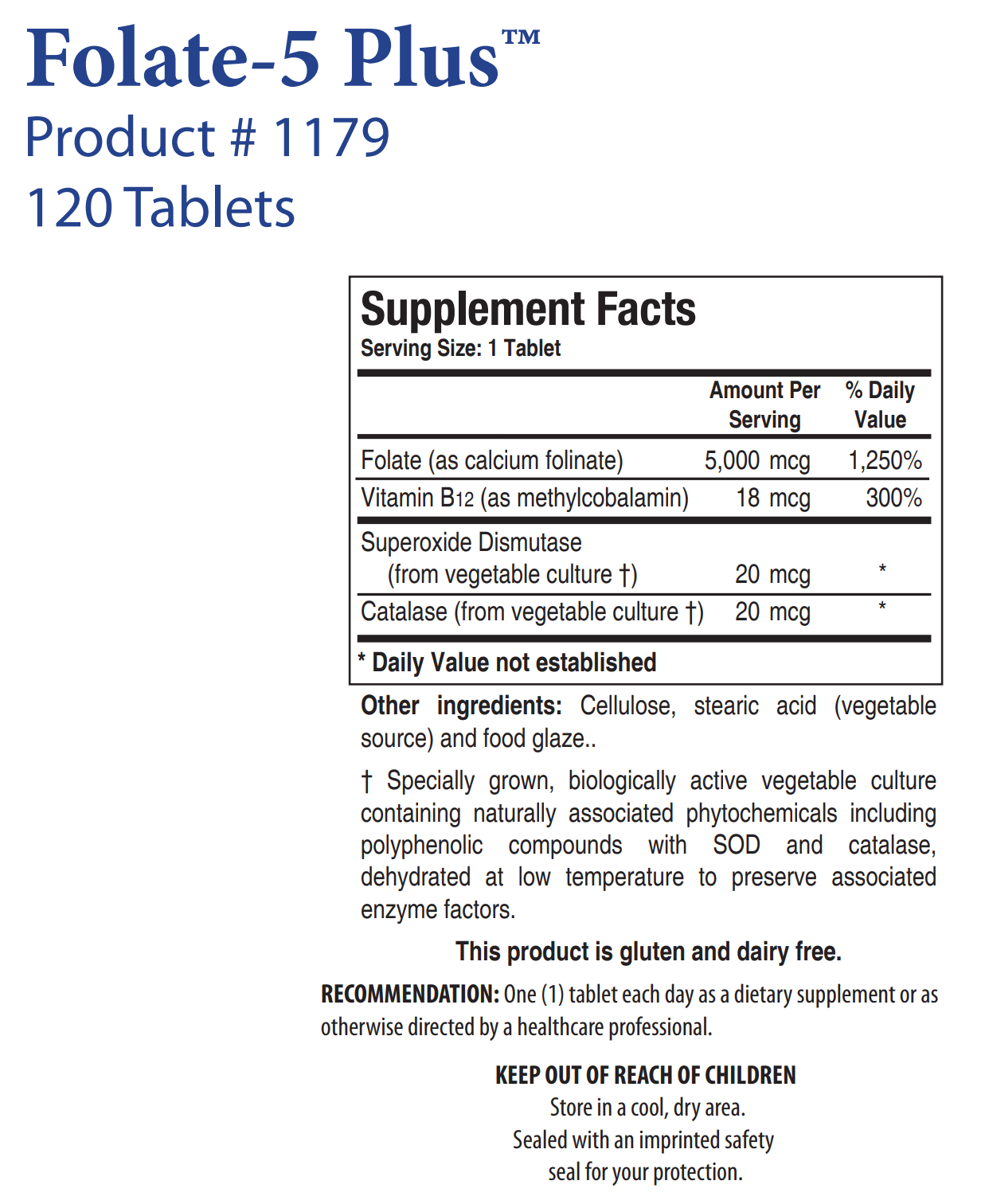 FOLATE-5 PLUS (120T) Biotics Research Supplement - Conners Clinic