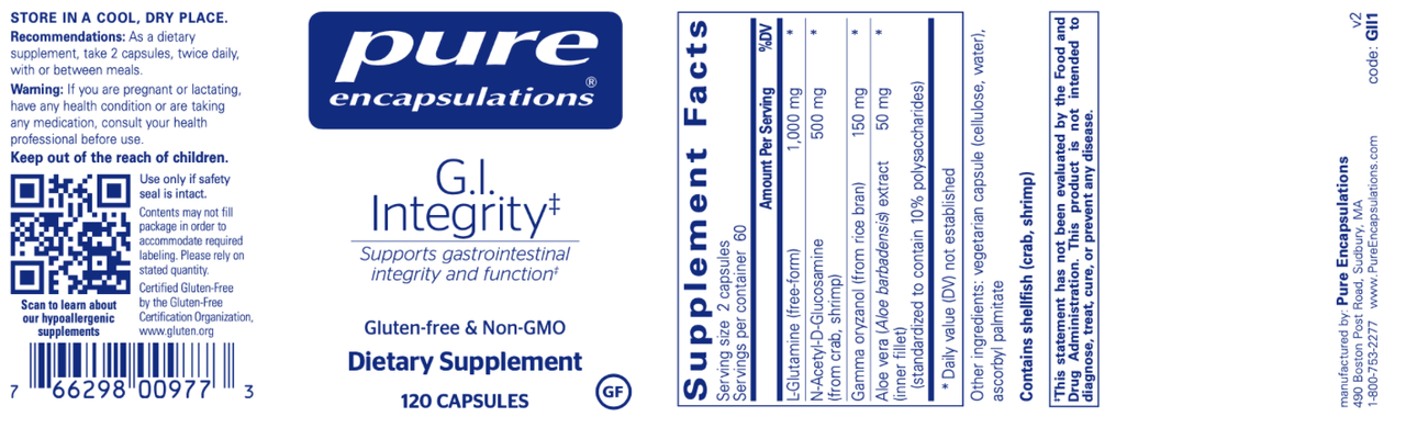 GI Integrity 120 caps * Pure Encapsulations Supplement - Conners Clinic