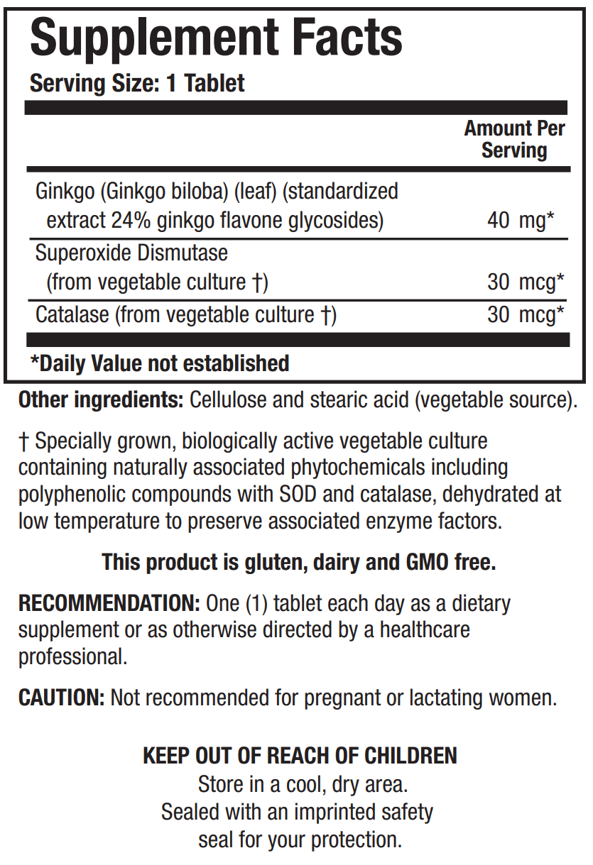 GINKGO BILOBA (60T) Biotics Research Supplement - Conners Clinic