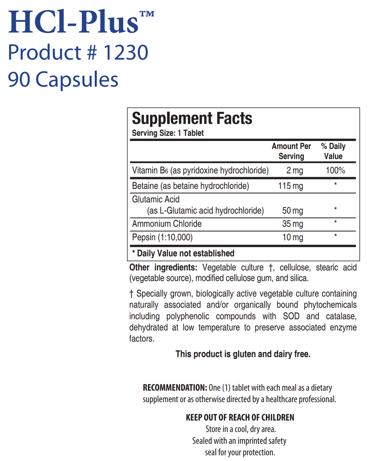 HCL-PLUS (90C) Biotics Research Supplement - Conners Clinic