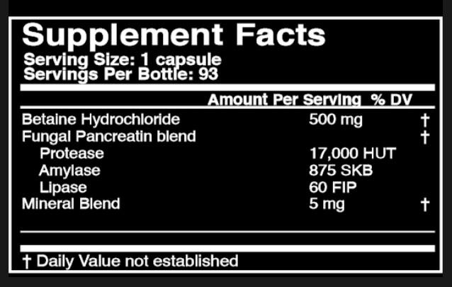 HCL-XYM Enzymes - 93 caps U.S. Enzymes Supplement - Conners Clinic