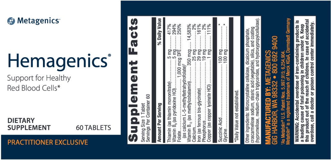 Hemagenics 60 tabs * Metagenics Supplement - Conners Clinic