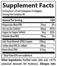 Thumbnail for Ionic Zinc 50mg 2 fl oz Trace Minerals Supplement - Conners Clinic