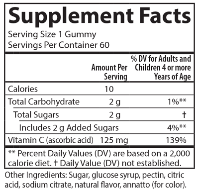 Kid's Vitamin C Gummies 60 Gummies Carlson Labs Supplement - Conners Clinic