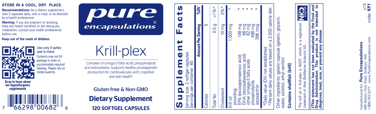 Krill-plex 500 mg 120 gels * Pure Encapsulations Supplement - Conners Clinic