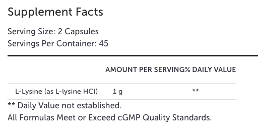L-Lysine - 90 Capsules Xymogen Supplement - Conners Clinic