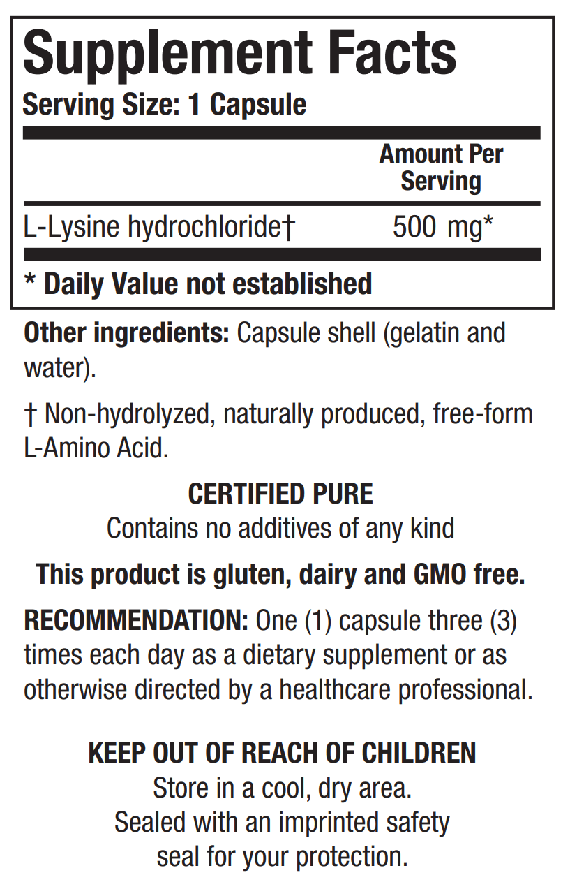 L-LYSINE HCL (100C) Biotics Research Supplement - Conners Clinic