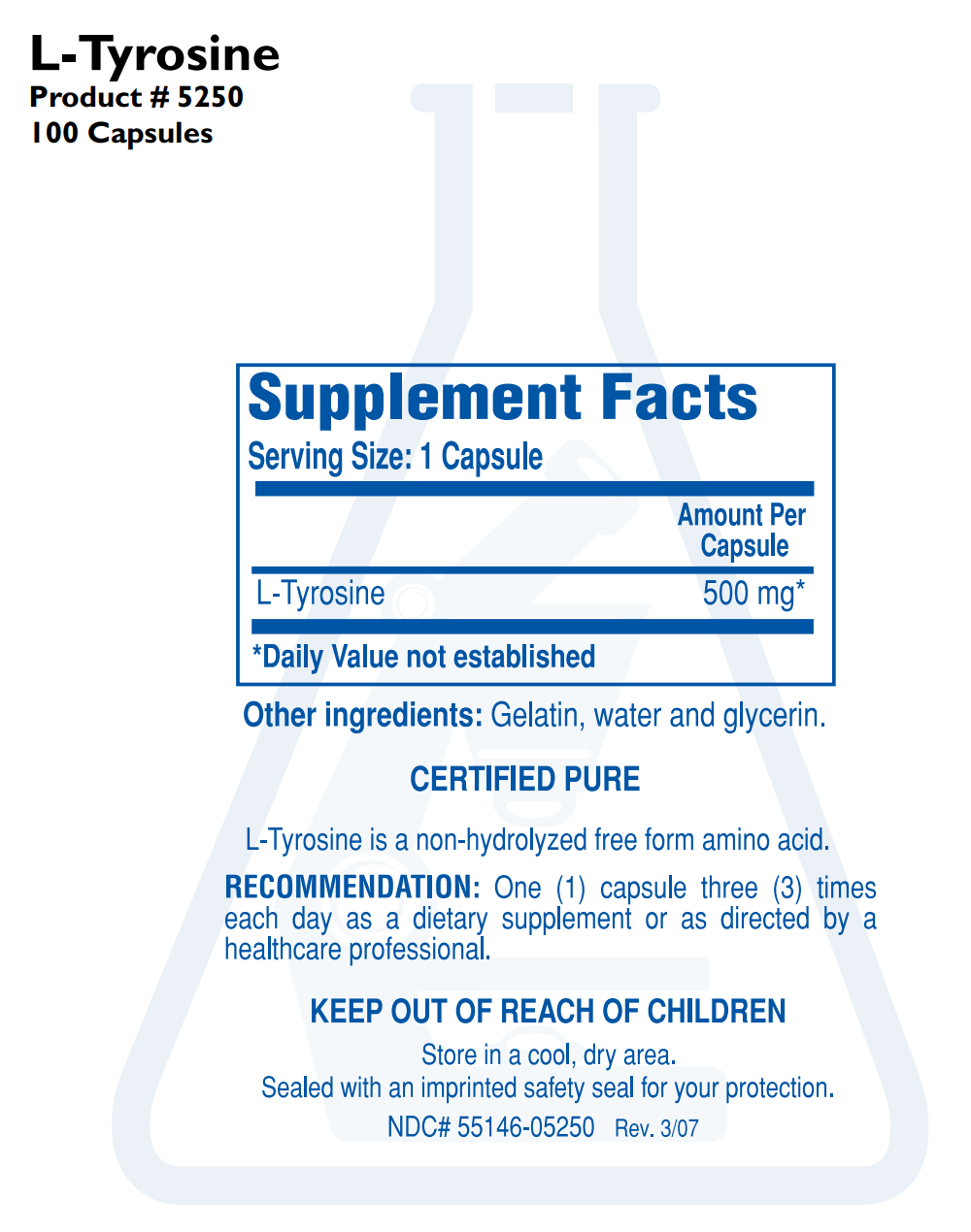 L-TYROSINE (100C) Biotics Research Supplement - Conners Clinic