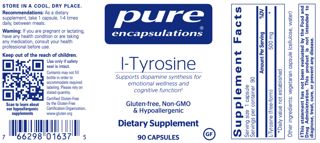 l-Tyrosine 90 caps * Pure Encapsulations Supplement - Conners Clinic