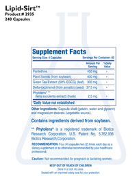 Thumbnail for LIPID-SIRT (240T) Biotics Research Supplement - Conners Clinic