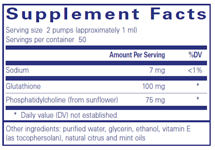 Liposomal Glutathione Liquid 1.7 fl oz * Pure Encapsulations Supplement - Conners Clinic