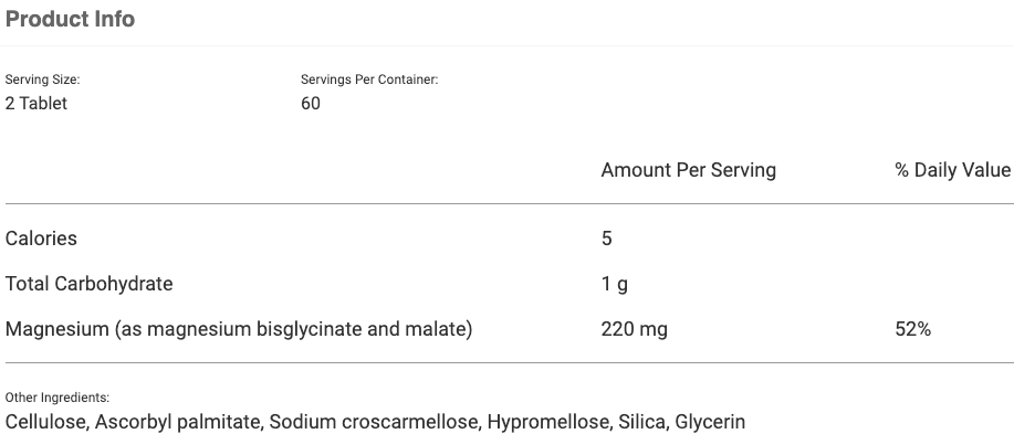 Magnesium Glycinate Plus 120 tabs * Integrative Therapeutics Supplement - Conners Clinic