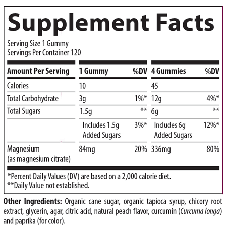 Magnesium Gummies Peach 120 Gummies Trace Minerals Supplement - Conners Clinic