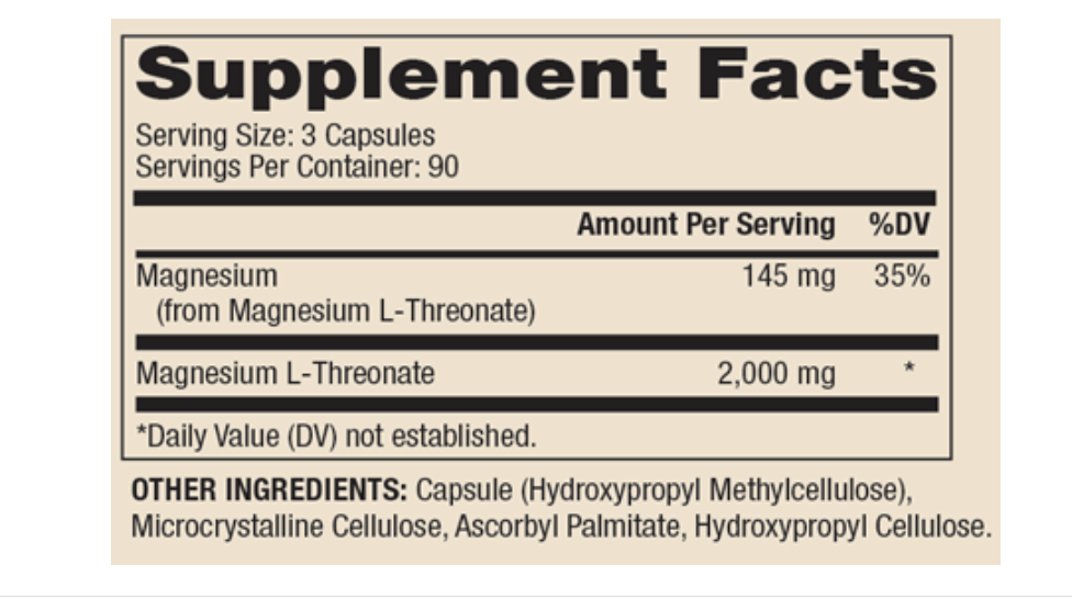 Magnesium L-Threonate - 270 Capsules Dr. Mercola Supplement - Conners Clinic