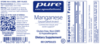 Thumbnail for Manganese (aspartate/citrate) 60 vcaps * Pure Encapsulations Supplement - Conners Clinic