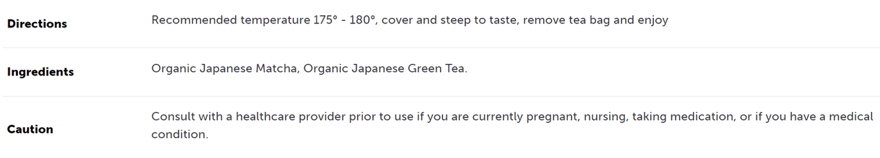 Matcha Green Tea 18 Bags Buddha Teas - Conners Clinic