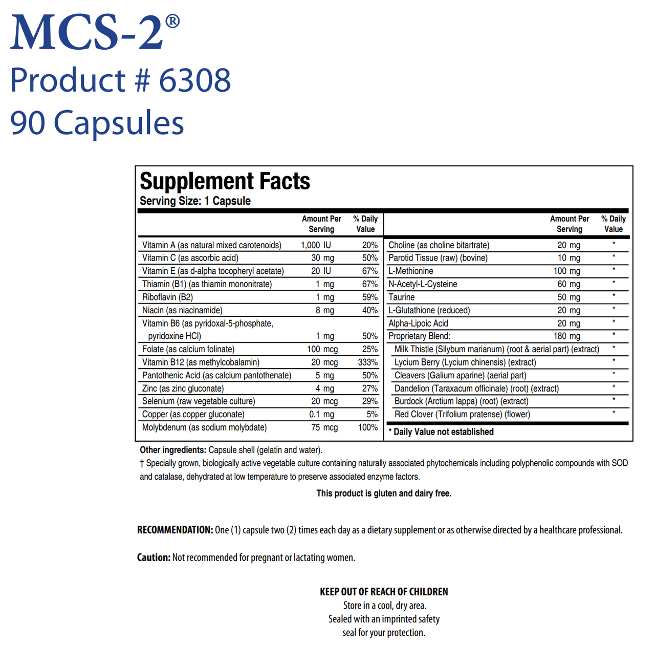 MCS-2 (90C) Biotics Research Supplement - Conners Clinic