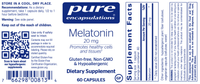 Thumbnail for Melatonin 20 mg 60 vcaps * Pure Encapsulations Supplement - Conners Clinic