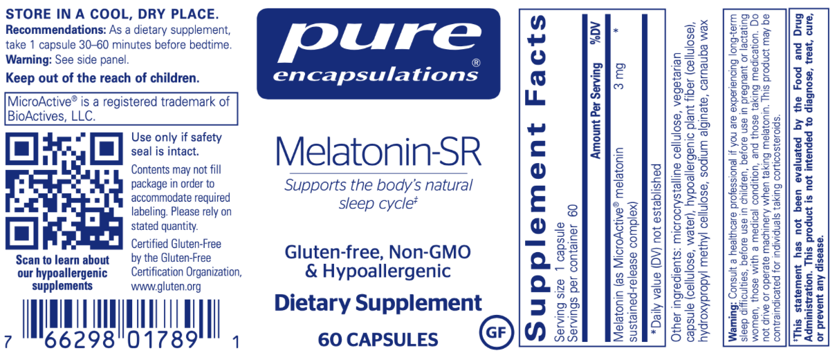 Melatonin-SR 60 vegcaps * Pure Encapsulations Supplement - Conners Clinic