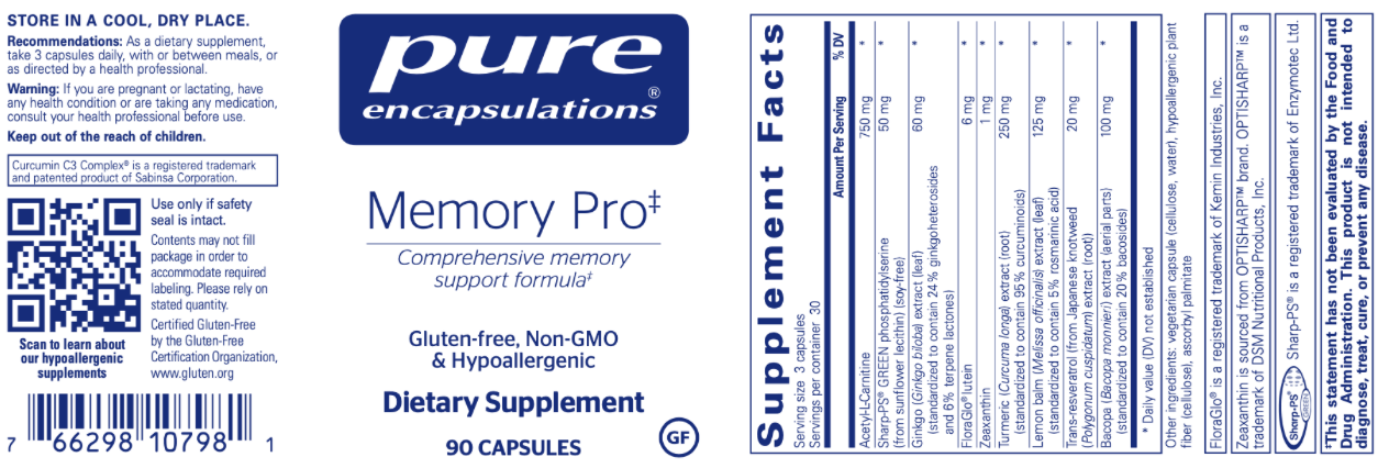 Memory Pro 90 vegcaps * Pure Encapsulations Supplement - Conners Clinic