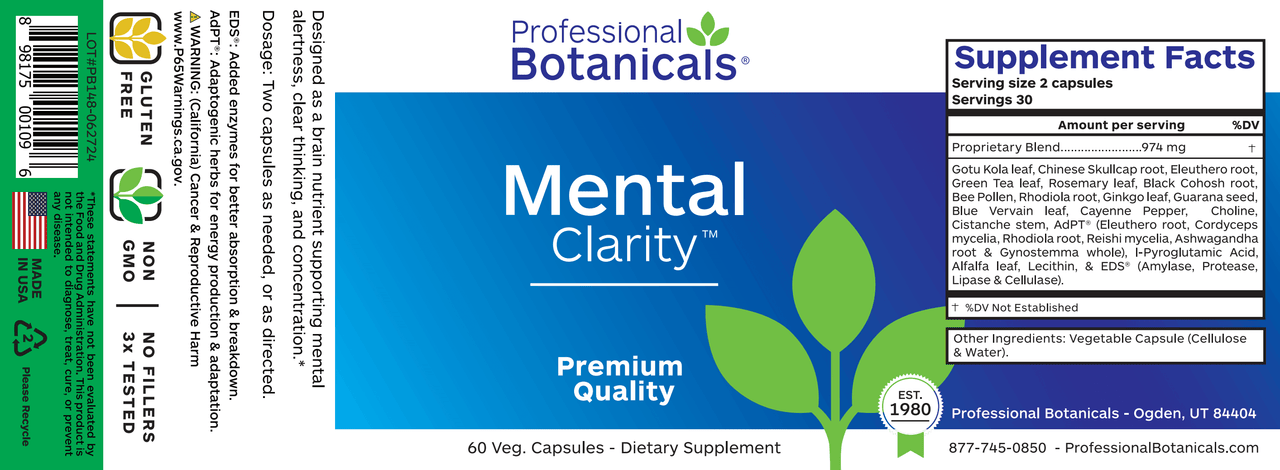 MENTAL CLARITY (60C) Biotics Research Supplement - Conners Clinic