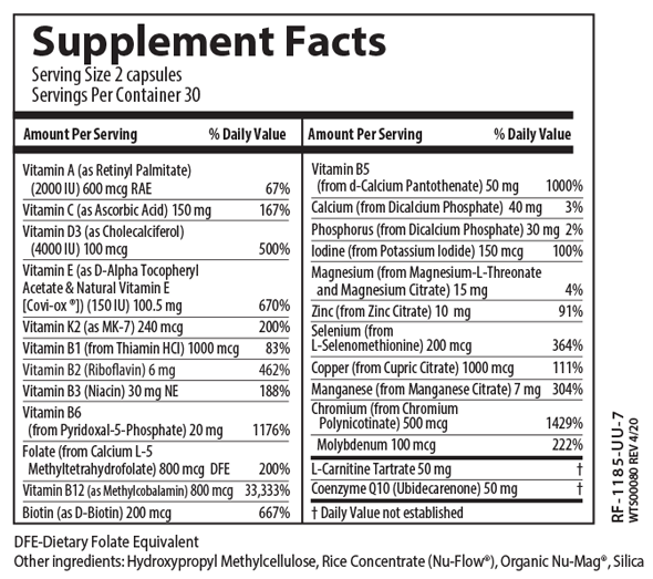 Metabolic Nutrition 60 Capsules Restorative Formulations Supplement - Conners Clinic