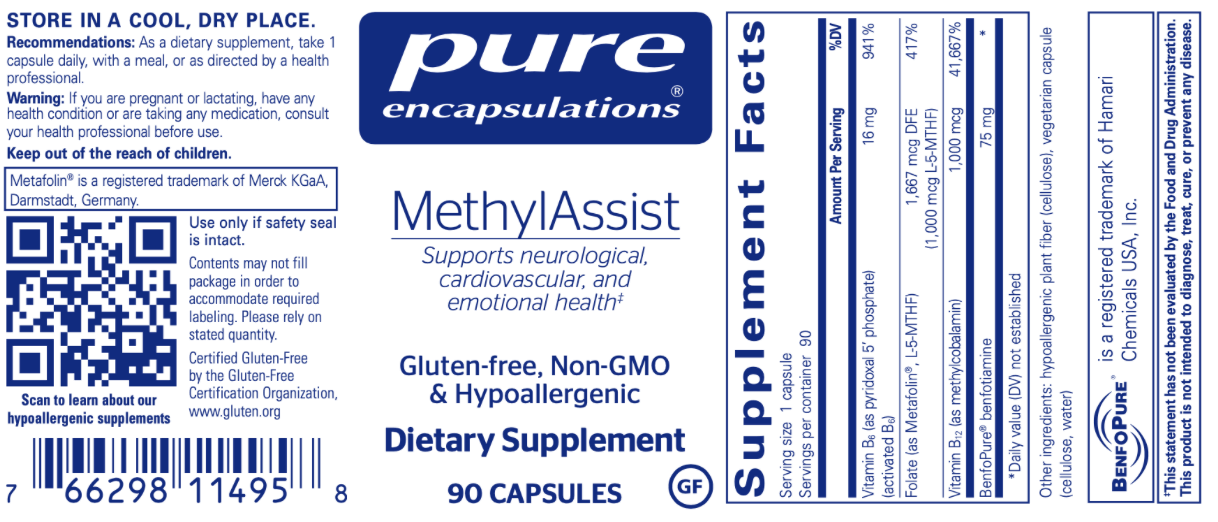 MethylAssist 90 caps * Pure Encapsulations Supplement - Conners Clinic