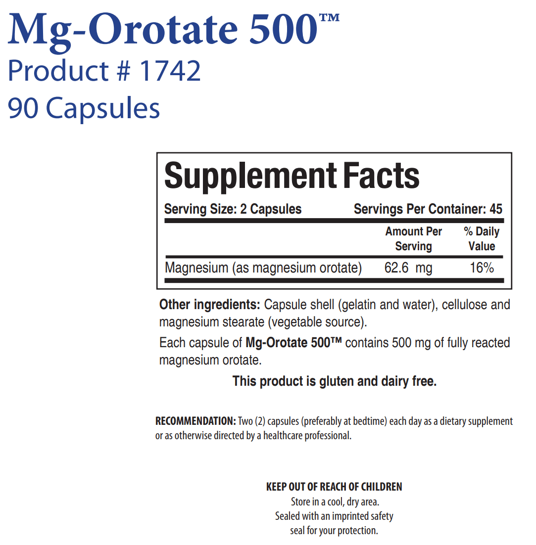 MG-OROTATE 500 (90C) Biotics Research Supplement - Conners Clinic