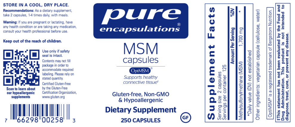 MSM 250 vcaps * Pure Encapsulations Supplement - Conners Clinic