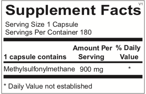 MSM 900 - 180 Capsules Ortho-Molecular Supplement - Conners Clinic