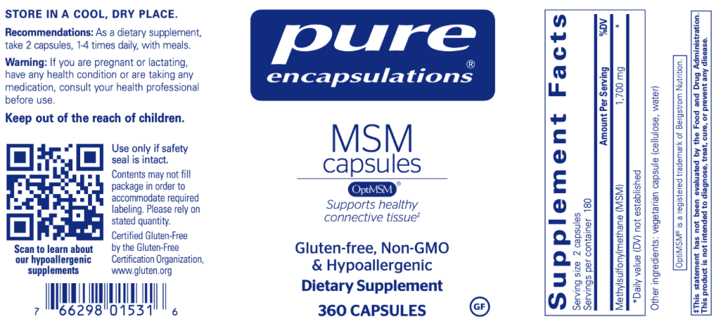 MSM Capsules 360 caps * Conners Clinic - Conners Clinic
