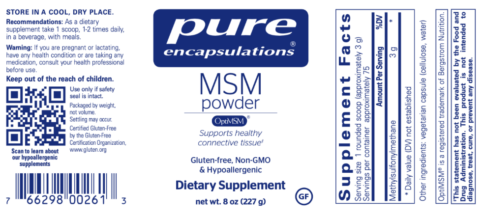 MSM Powder 227 gms * Pure Encapsulations Supplement - Conners Clinic