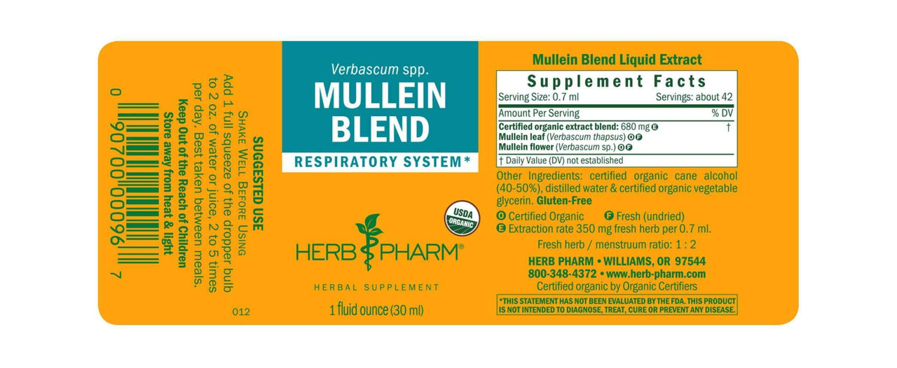 Mullein Blend Extract - 4 oz dropper Herb Pharm Supplement - Conners Clinic