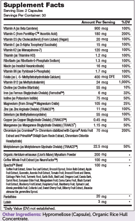 Multivitamin Brainfood 60 Capsules Zahler Supplement - Conners Clinic