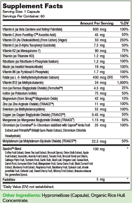 Multivitamin One Daily 60 Capsules Zahler Supplement - Conners Clinic