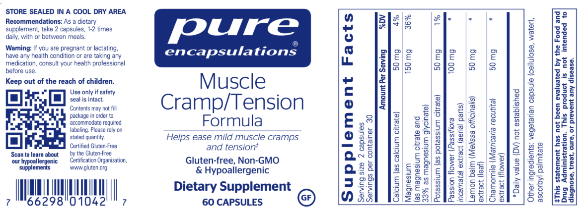 Muscle Cramp/Tension Formula 60 vcaps * Pure Encapsulations Supplement - Conners Clinic