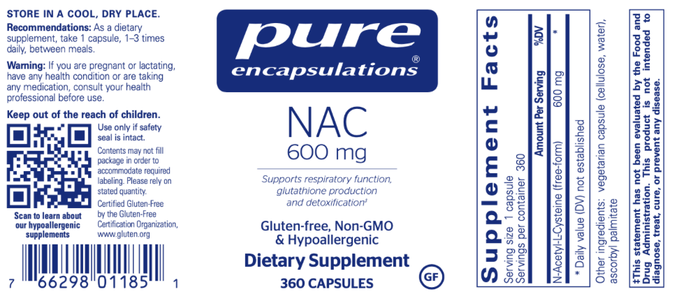 NAC 600 mg 360 caps * Pure Encapsulations Supplement - Conners Clinic