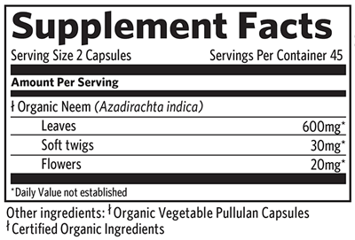 Neem 90 Capsules Organic India Supplement - Conners Clinic