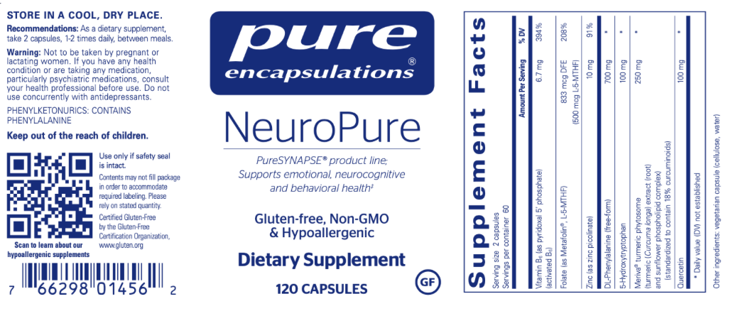 NeuroPure 120 caps * Pure Encapsulations Supplement - Conners Clinic