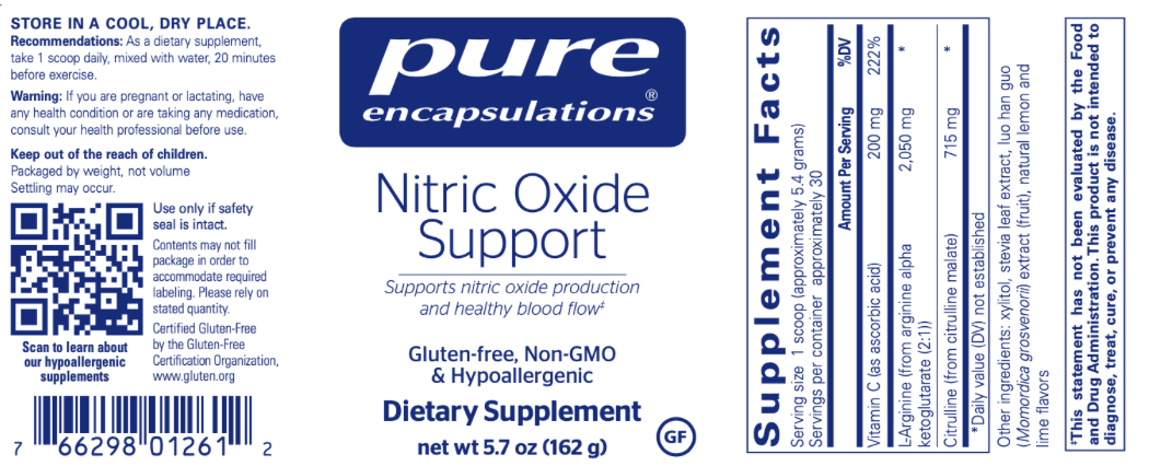Nitric Oxide Support 162 gms * Pure Encapsulations Supplement - Conners Clinic
