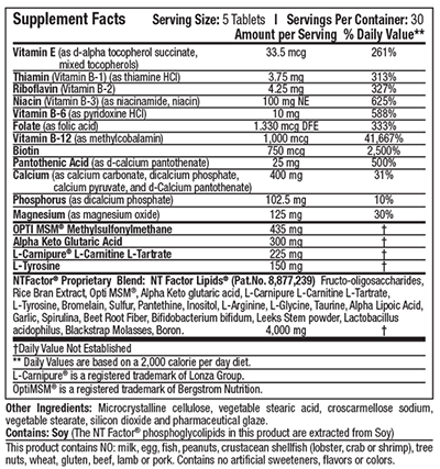 NT Factor® Advanced Physician's Formula with B-Vitamins 150 Tablets Nutritional Therapeutics Supplement - Conners Clinic
