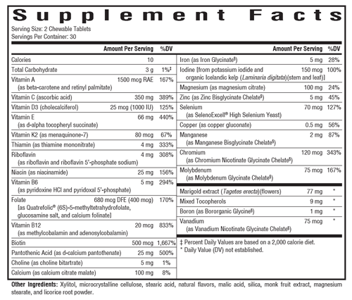 Optimal Multivitamin Chewable 60 Tablets Seeking Health Supplement - Conners Clinic