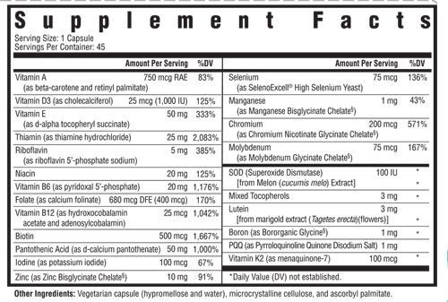 Optimal Multivitamin Minus One 45 Capsules Seeking Health Supplement - Conners Clinic