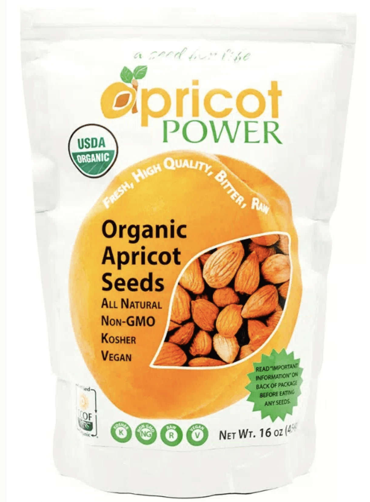 Organic Bitter Raw Apricot Seeds - 16 oz. Apricot Power Supplement - Conners Clinic
