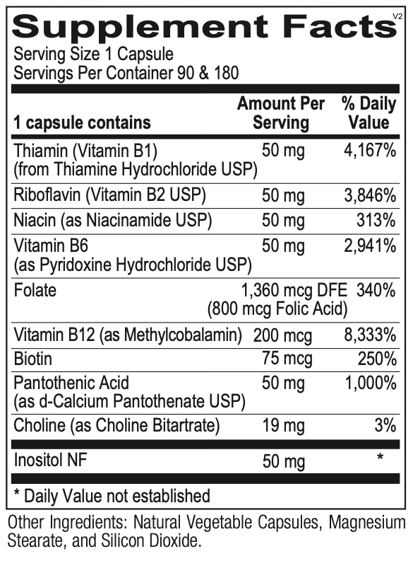 Ortho B Complex - 180 capsules Ortho-Molecular Supplement - Conners Clinic