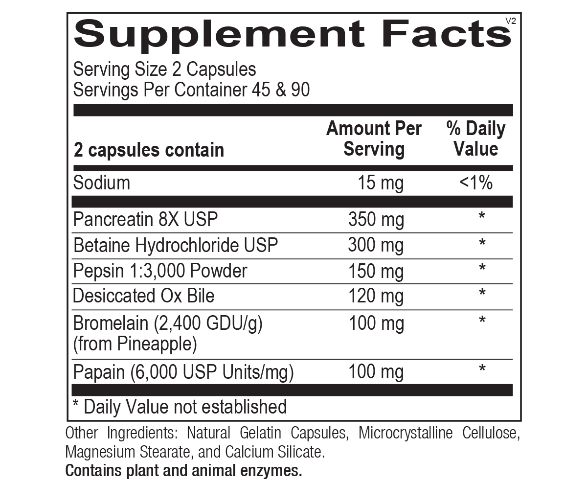 Ortho Digestzyme - 180 capsules Ortho-Molecular Supplement - Conners Clinic