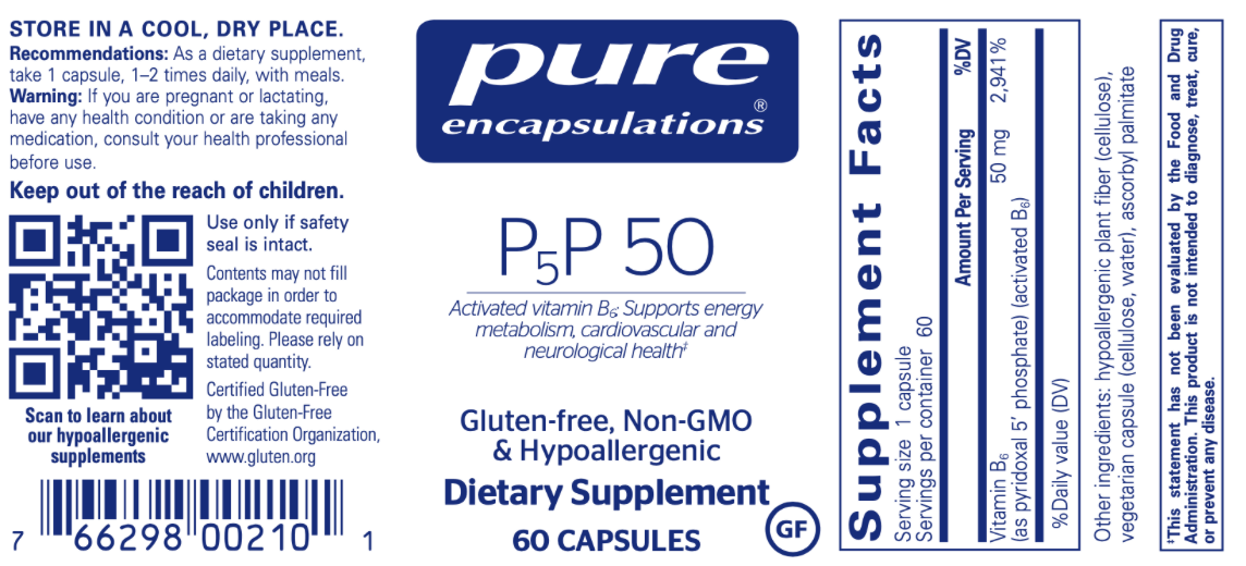 P5P50 (activated B-6) 60 vcaps * Pure Encapsulations Supplement - Conners Clinic